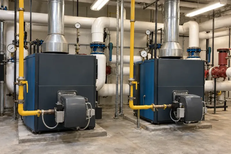 Commercial HVAC equipment like the rooftop units on Orem buildings